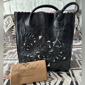 Patricia Nash Tote Black with Pink interior